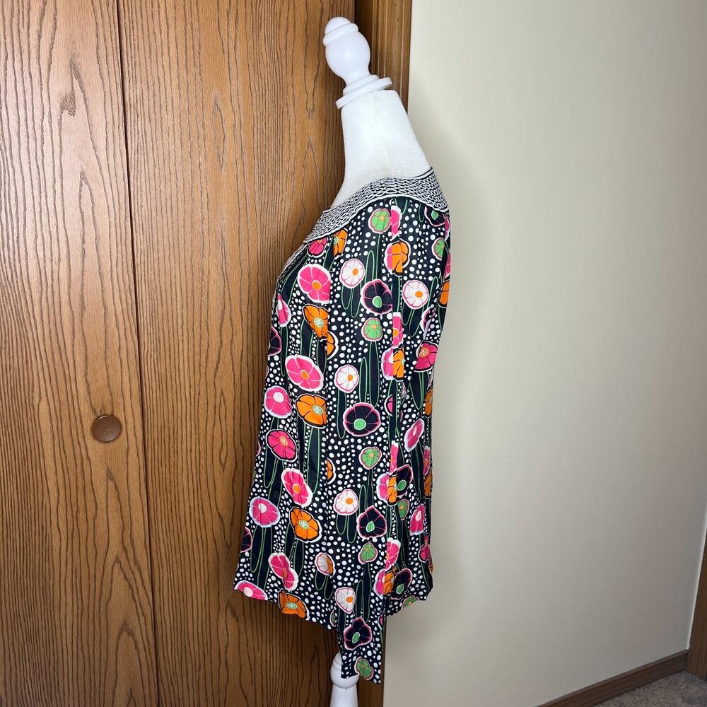 Tory Burch Multi-color Floral Tunic Top Artsy Groovy Boho Whimsical Maximalist - Picture 5 of 11